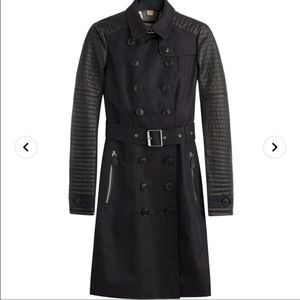 Burberry Tinsbury Trench Coat with Leather Sleeves